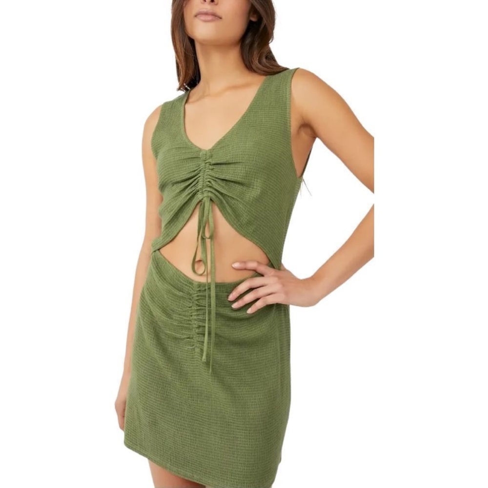 Free People Laila Mini Dress in Calla Green (Olive, Army Green)